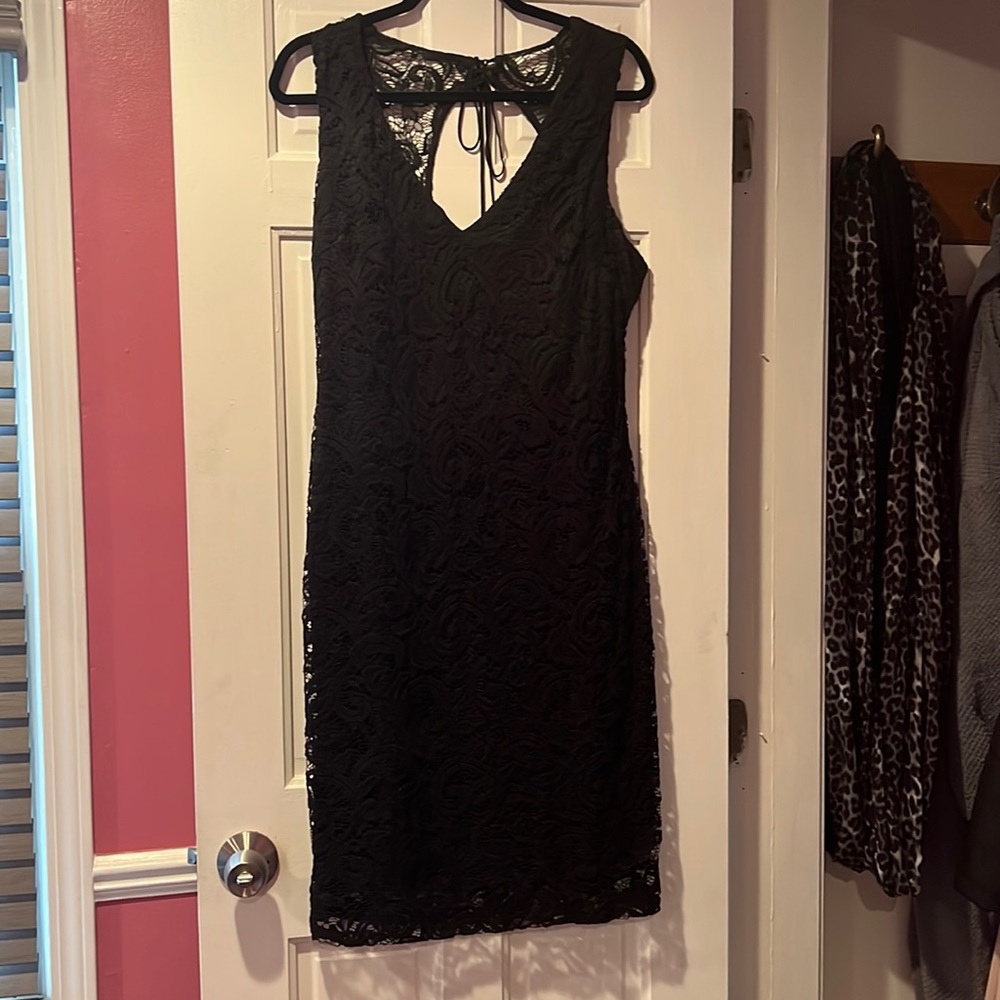 Black all lace wedding guest dress
